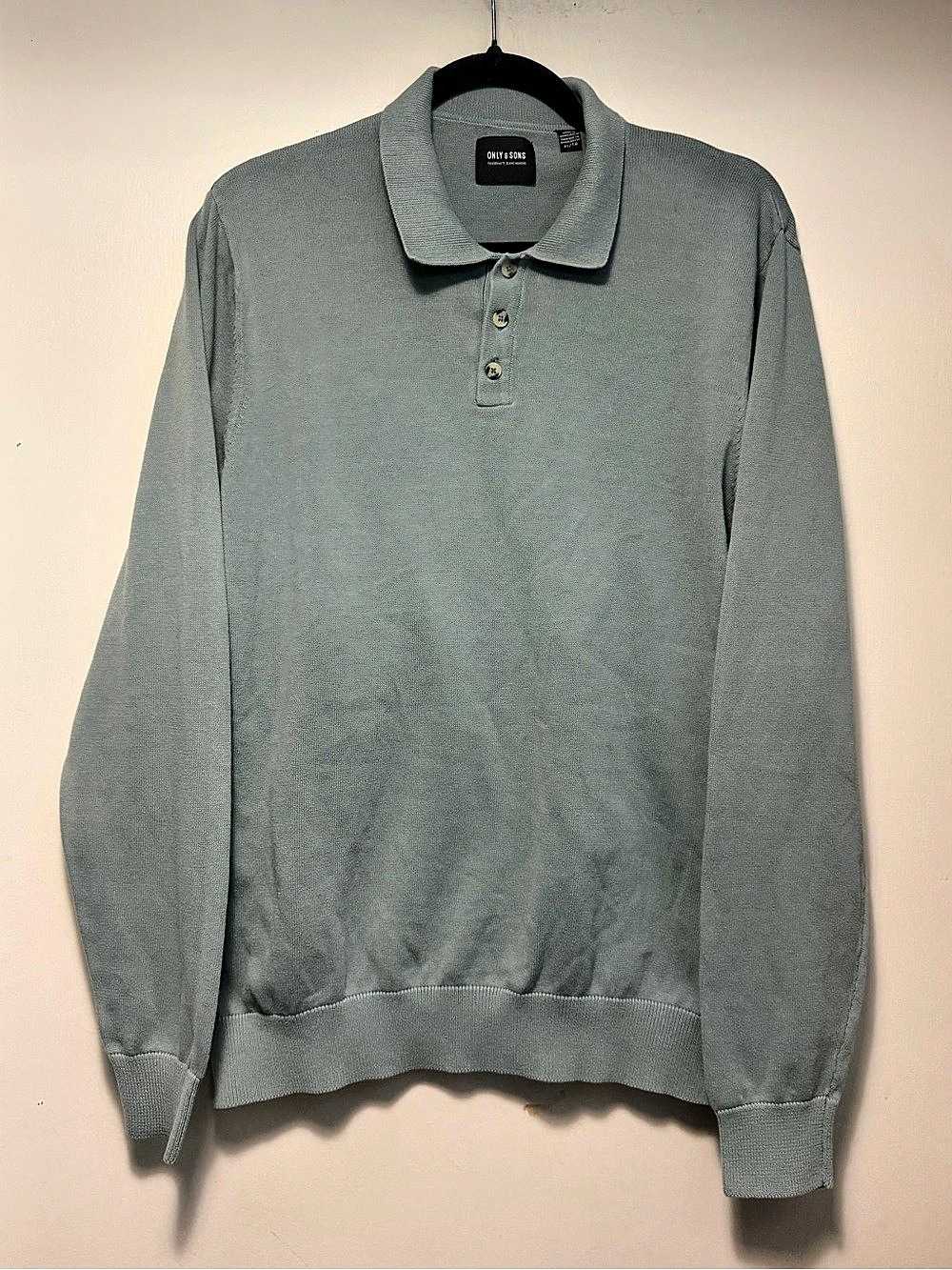 Only & Sons Raglan polo knit Long Sleeve Polo in Green Size XL